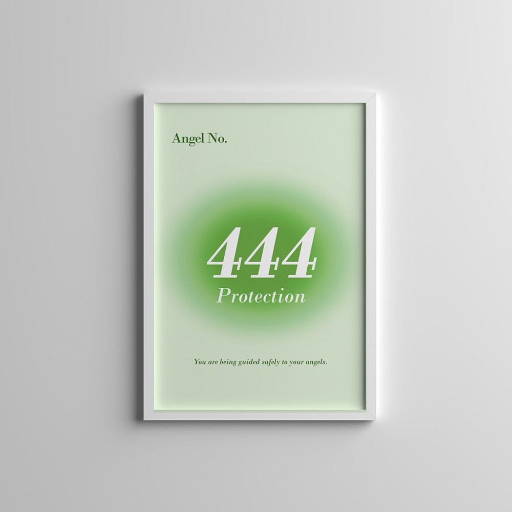 Dekoratif 444 Protection Melek Sayısı Beyaz Çerçeveli Tablo