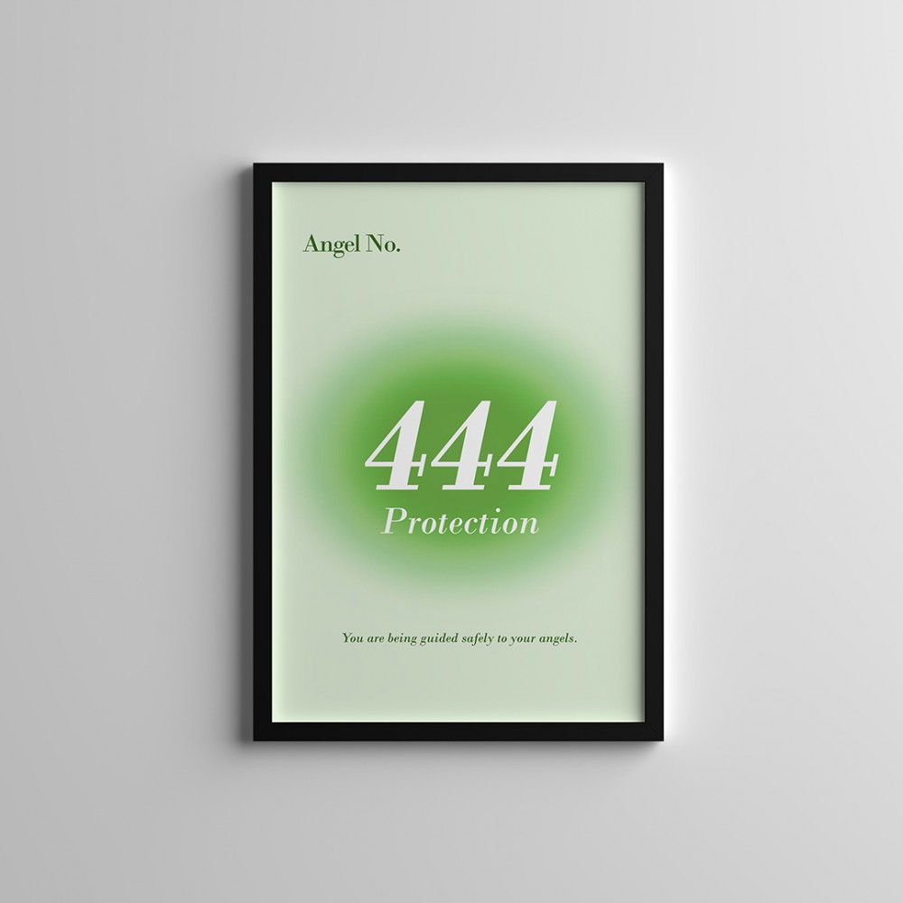 Dekoratif 444 Protection Melek Sayısı Siyah Çerçeveli Tablo