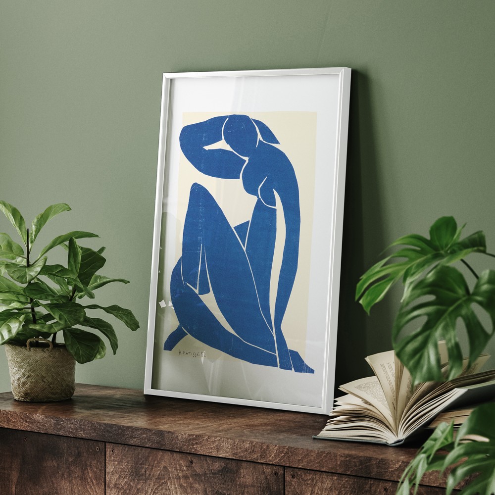 Dekoratif Matisse Blue Nudes Beyaz Çerçeveli Tablo
