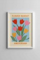 Dekoratif Flower Market Amsterdam Beyaz Çerçeveli Tablo