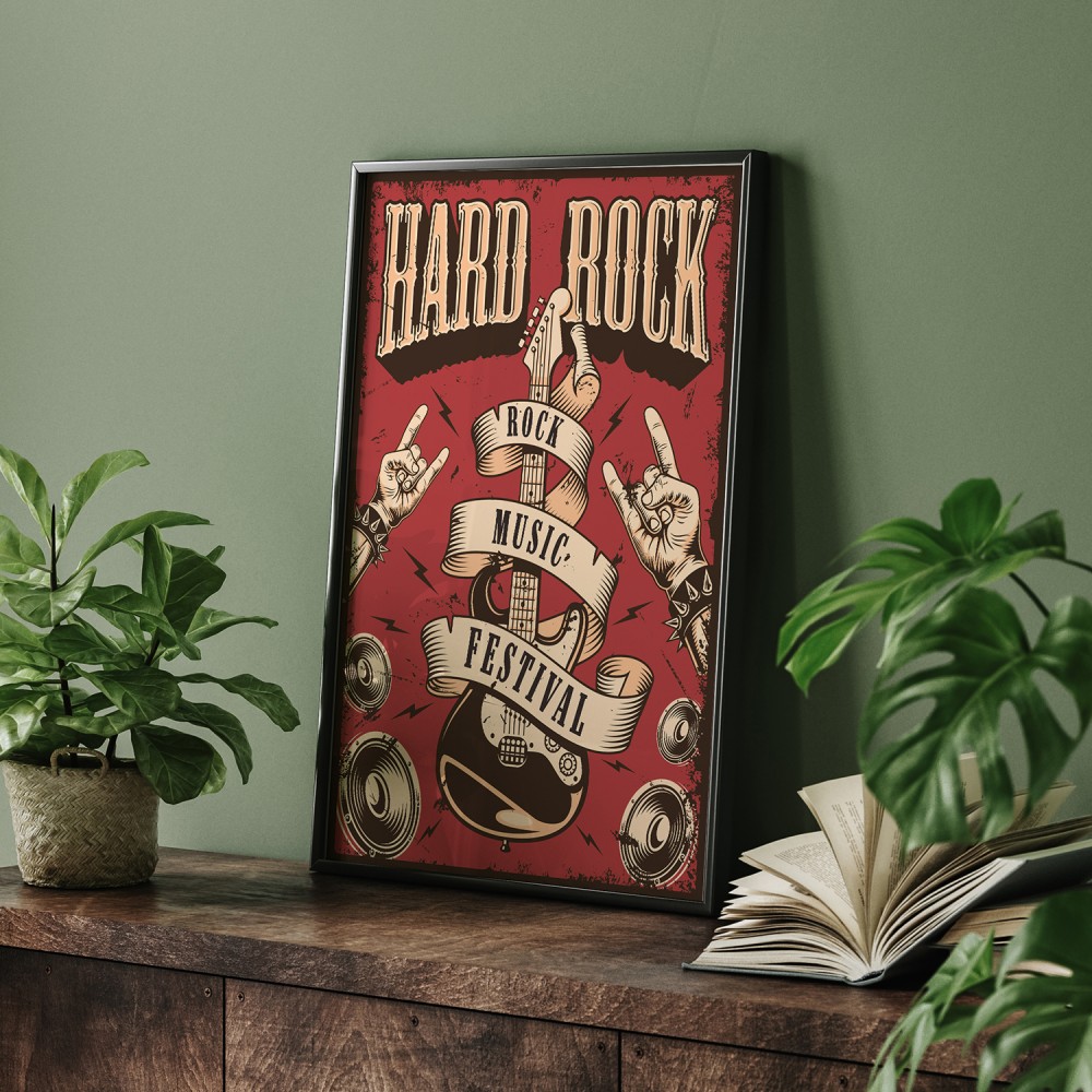 Dekoratif Hard Rock Siyah Çerçeveli Tablo