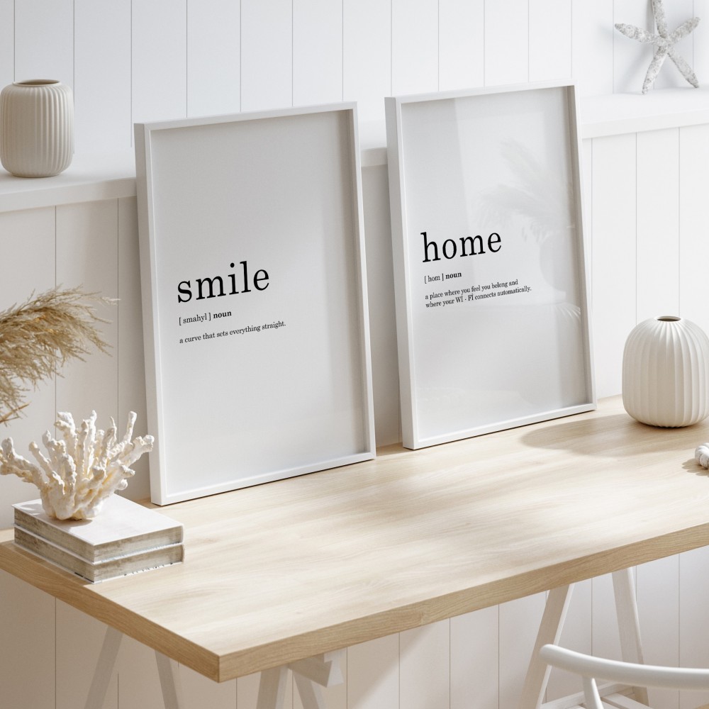 Dekoratif İkili Home-Smile Beyaz Çerçeveli Tablo