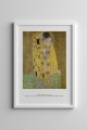 Dekoratif Gustav Klimt The Kiss Beyaz Çerçeveli Tablo