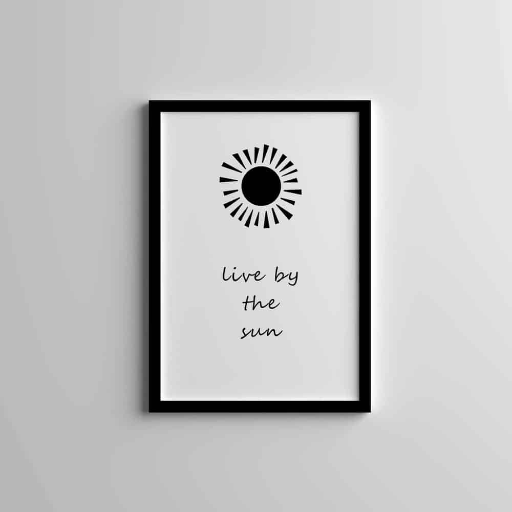 Dekoratif İkili Güneş-Ay Siyah Çerçeveli Tablo