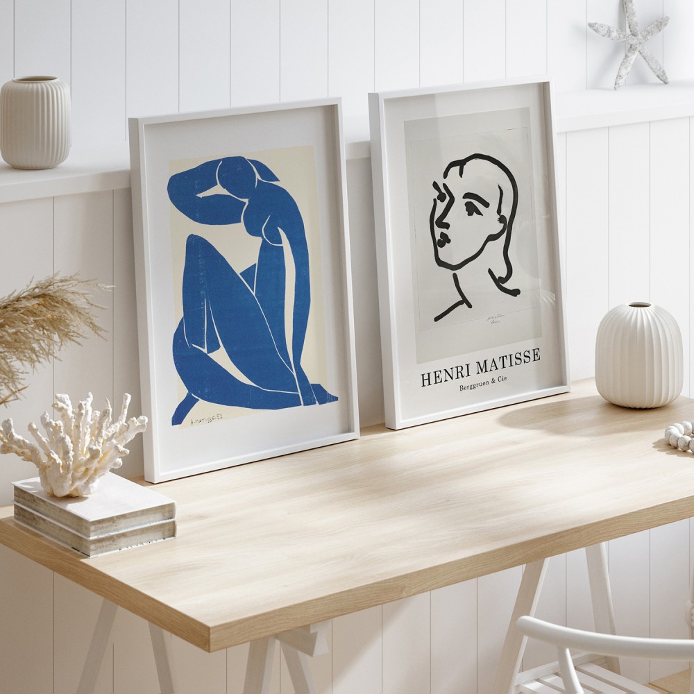 Dekoratif İkili Matisse Seri Beyaz Çerçeveli Tablo