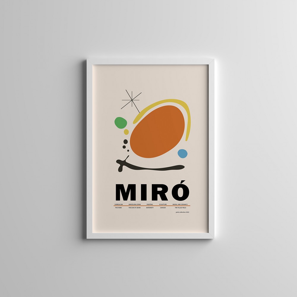 Dekoratif Joan Miro 2 Beyaz Çerçeveli Tablo