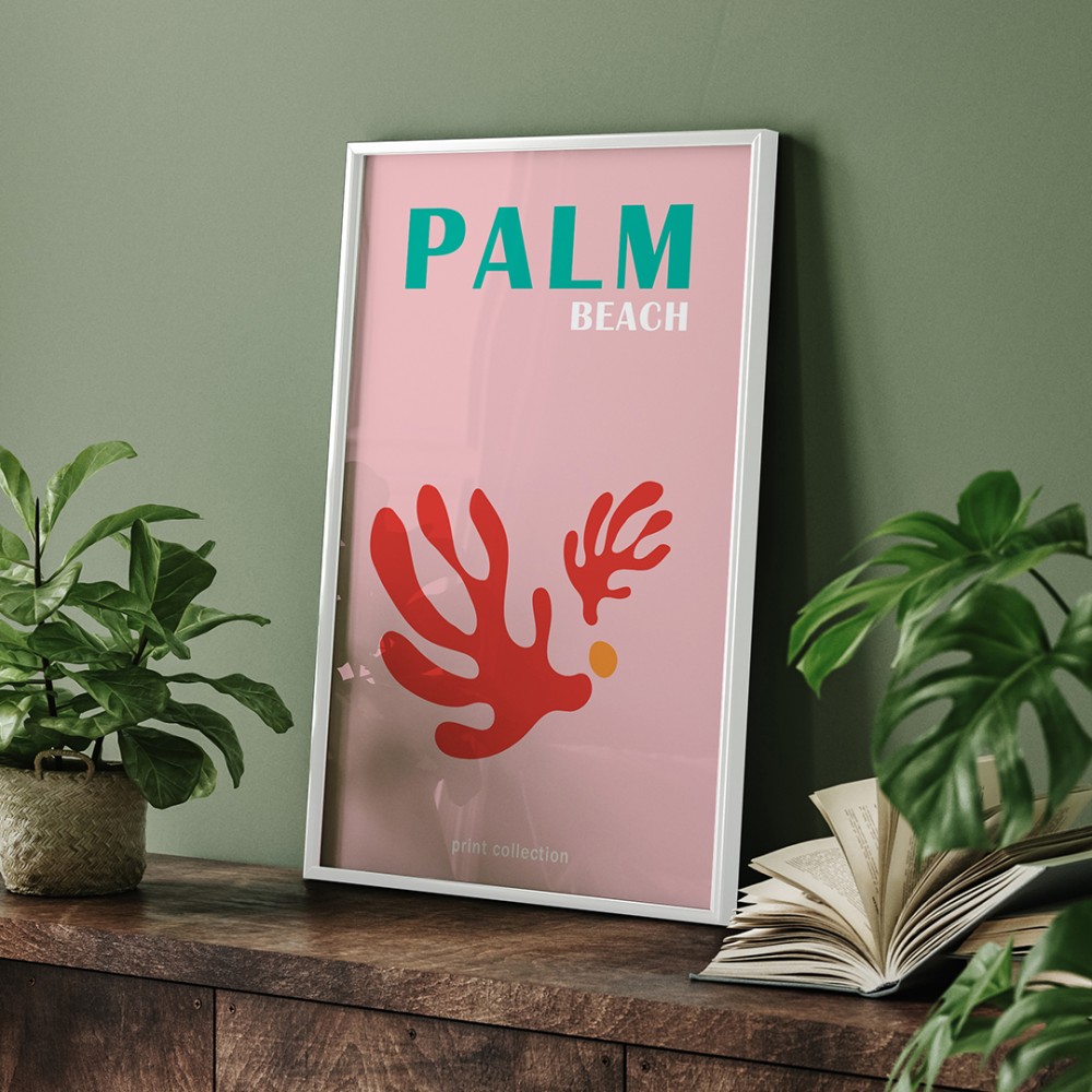 Dekoratif Palm Beyaz Çerçeveli Tablo