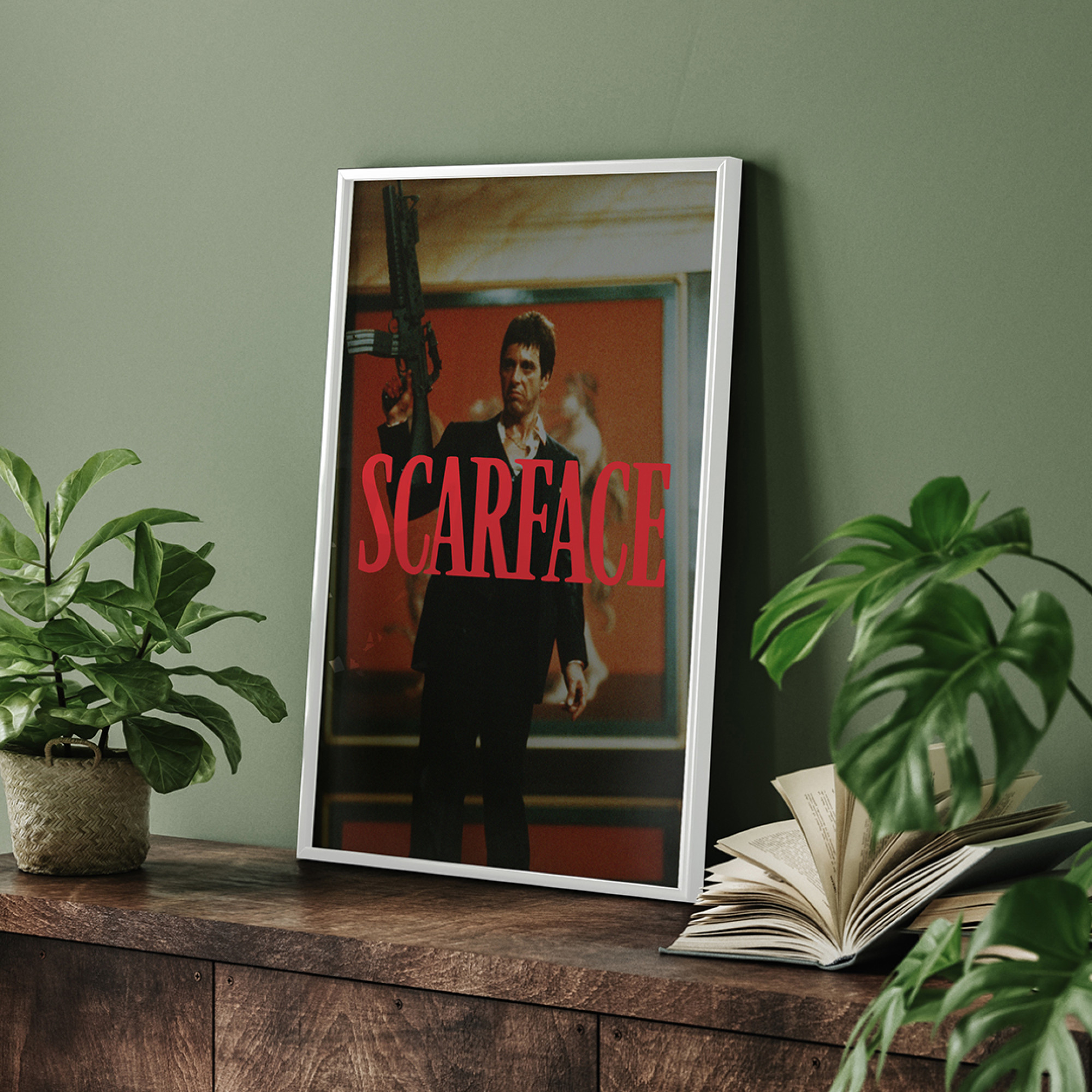 Dekoratif Scarface Tony Montana Beyaz Çerçeveli Tablo Gian Decor