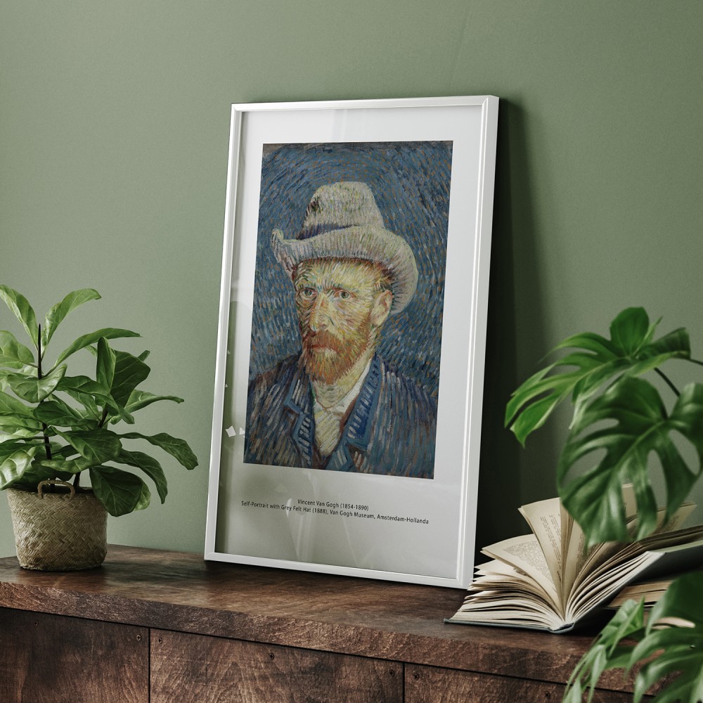 Dekoratif Van Gogh Otoportresi Beyaz Çerçeveli Tablo