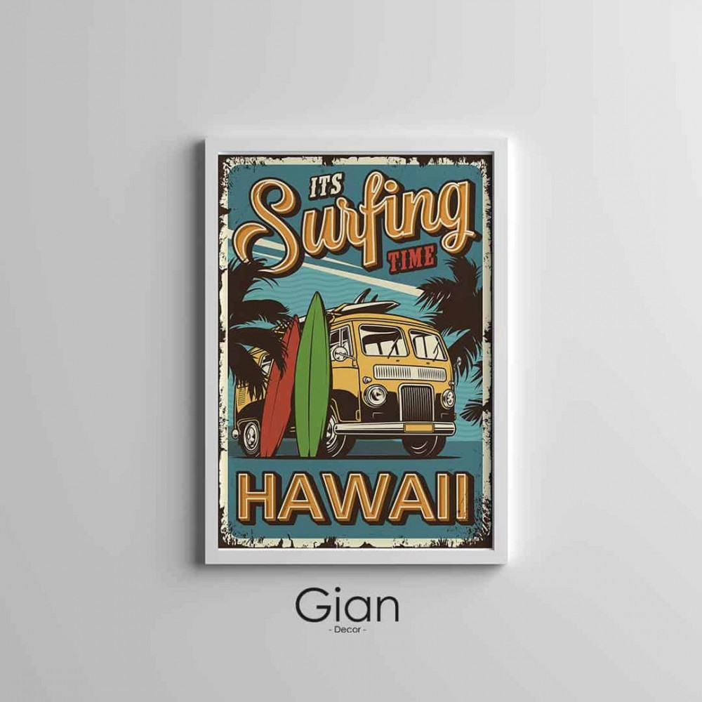 Dekoratif Hawaii Beyaz Çerçeveli Tablo