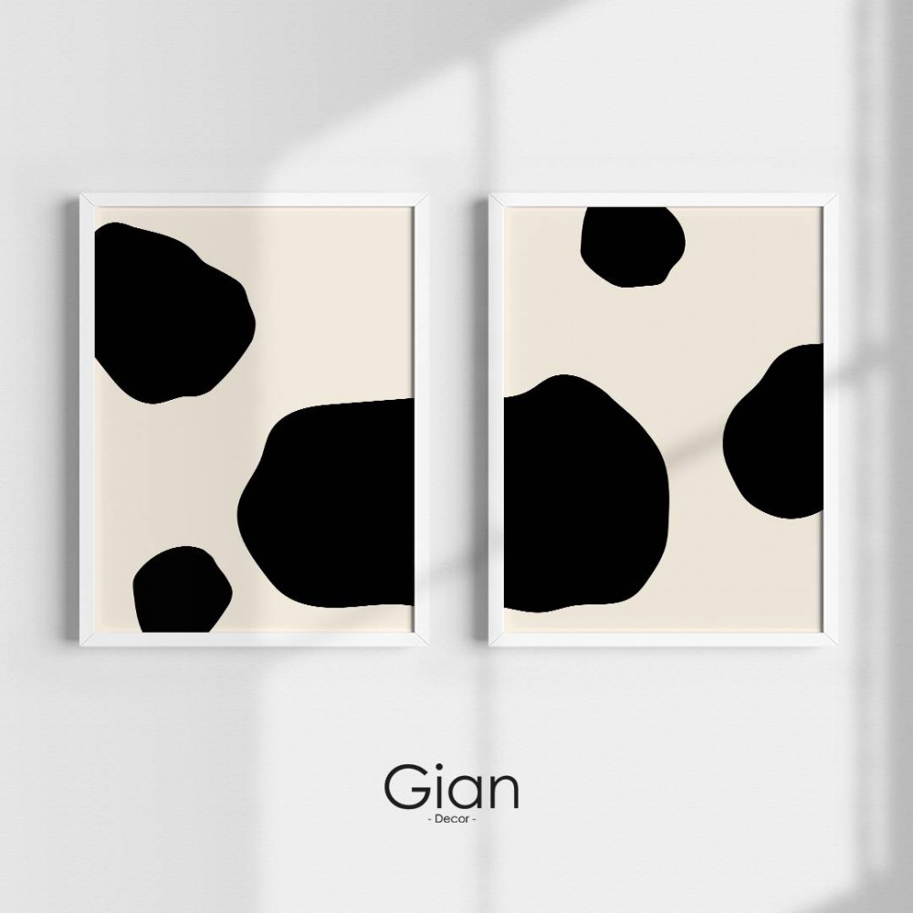 Dekoratif İkili Black İnk Beyaz Çerçeveli Tablo