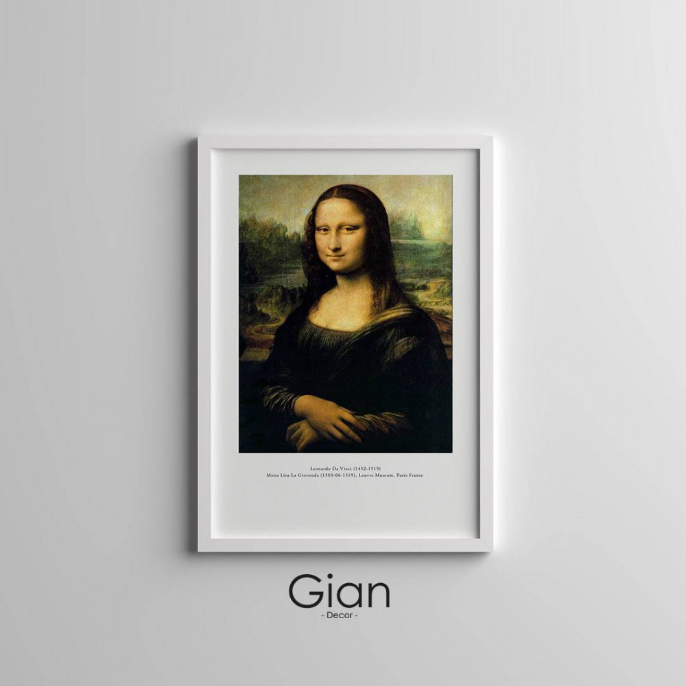 Dekoratif Mona Lisa Beyaz Çerçeveli Tablo