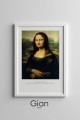 Dekoratif Mona Lisa Beyaz Çerçeveli Tablo