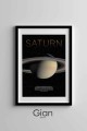 Dekoratif Satürn Siyah Çerçeveli Tablo