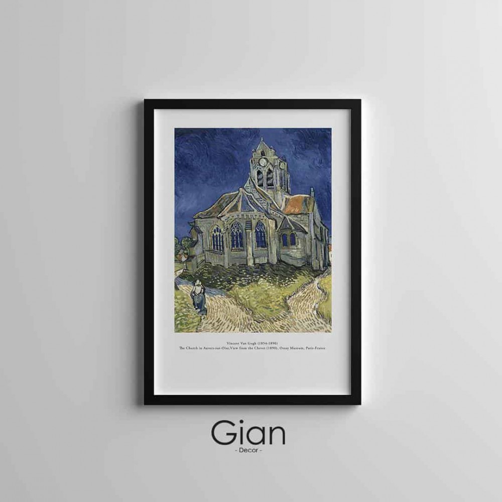 Dekoratif Van Gogh Kilise Siyah Çerçeveli Tablo