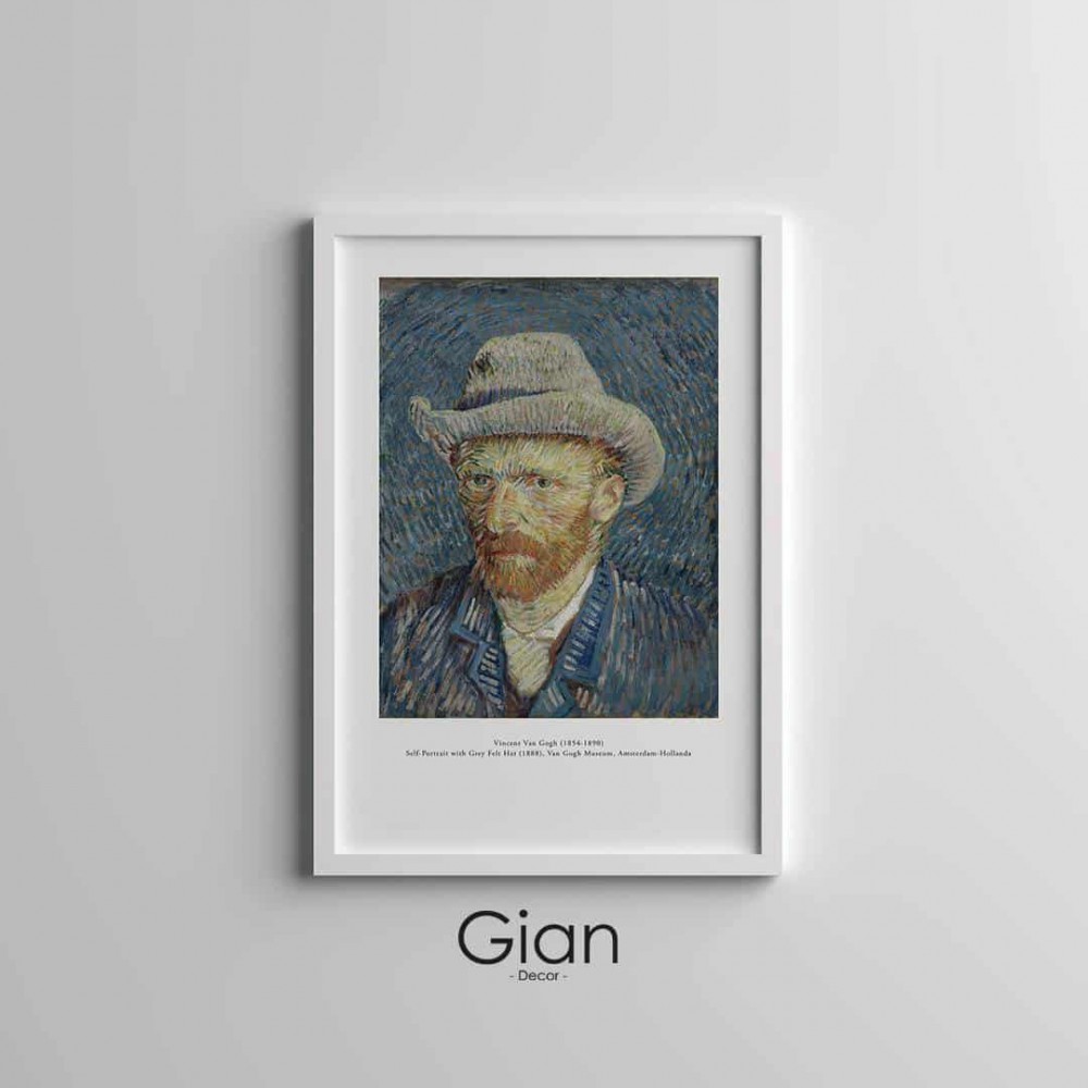 Dekoratif Van Gogh Otoportresi Beyaz Çerçeveli Tablo