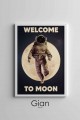 Dekoratif Welcome To Moon Beyaz Çerçeveli Tablo
