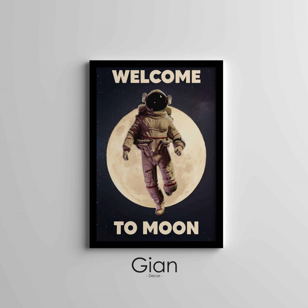 Dekoratif Welcome To Moon Siyah Çerçeveli Tablo
