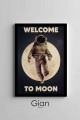 Dekoratif Welcome To Moon Siyah Çerçeveli Tablo
